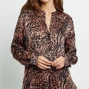 Rails Pearl Animal Print Popover Top In Cinnamon Mixed Animal Size Medium